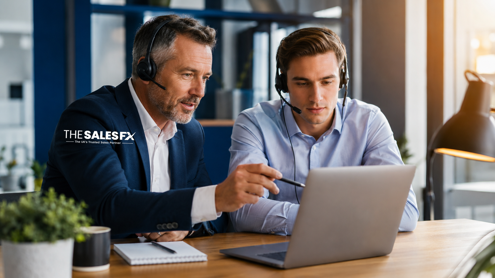 Sales manager mentoring a new rep as part of SDR development training