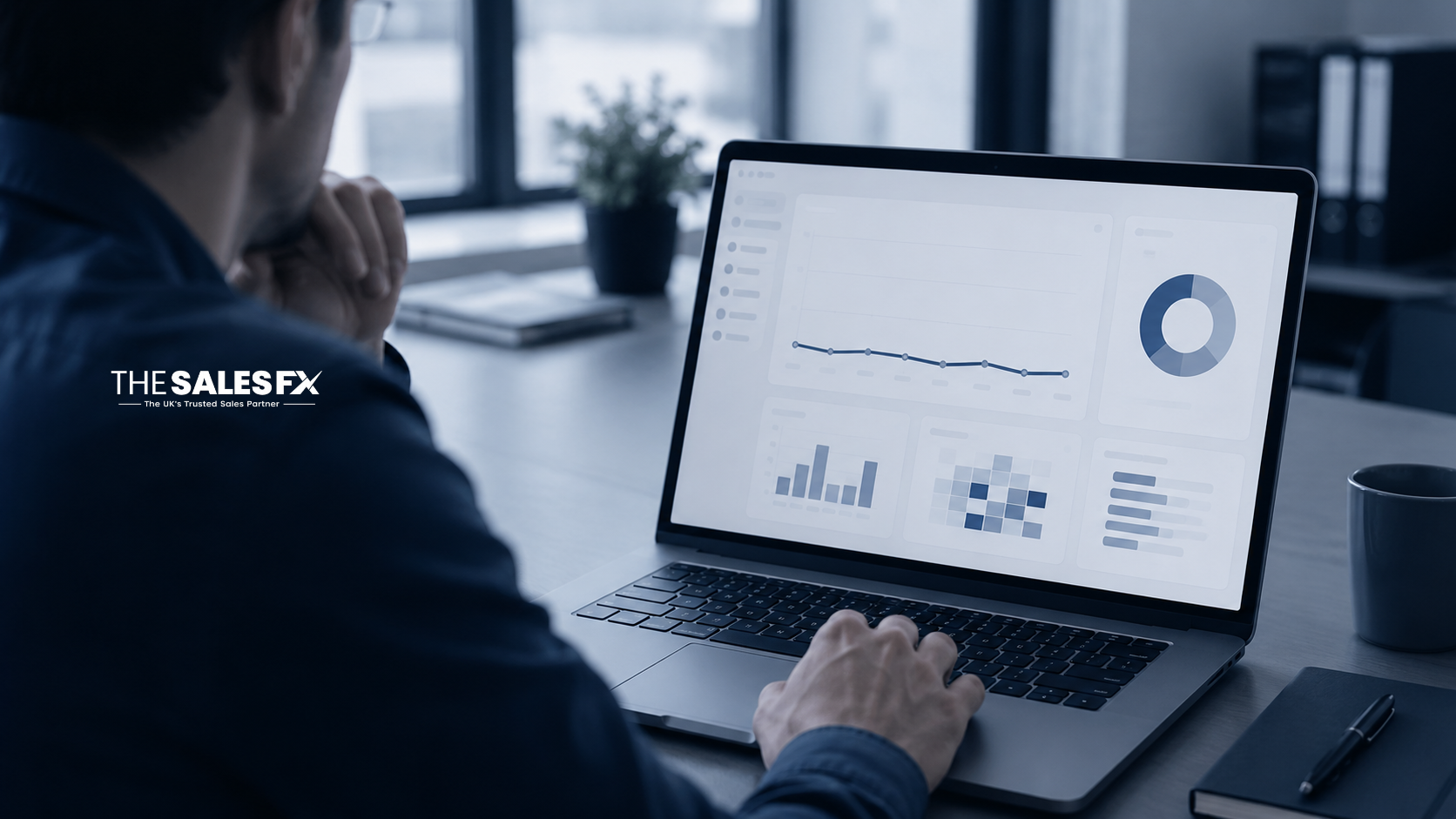 Business owner reviewing low LinkedIn company page engagement analytics on screen